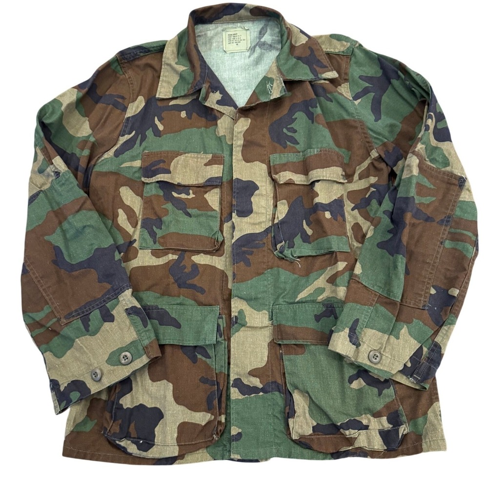 Vintage US Military Woodland Camo Combat Jacket Selma Apparel Medium Reg 1982